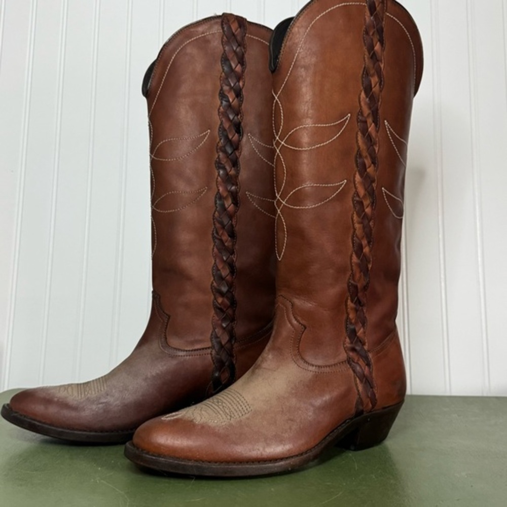 Golden Goose WISH STAR Cowboy Boots w Braided Accents *Handmade in Italy*